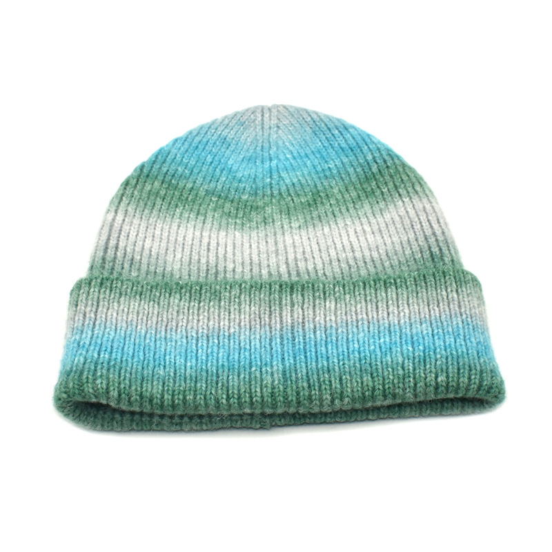 Hot sale soft winter warm tie-dye solid color knitted beanie hats from China supplier